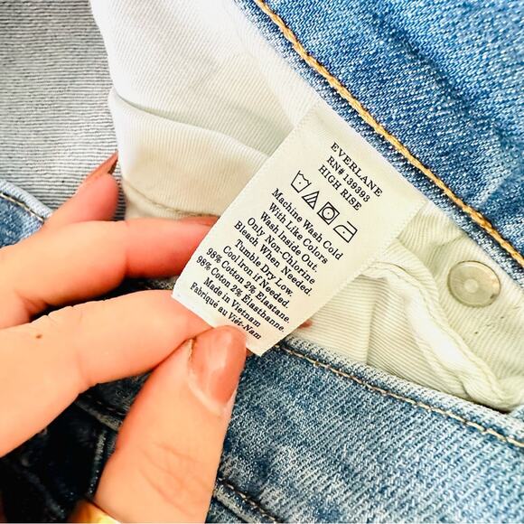 EVERLANE Blue Mid Wash High Rise Denim Skinny Straight Leg Ankle Jean Jeans 26 - Picture 13 of 15